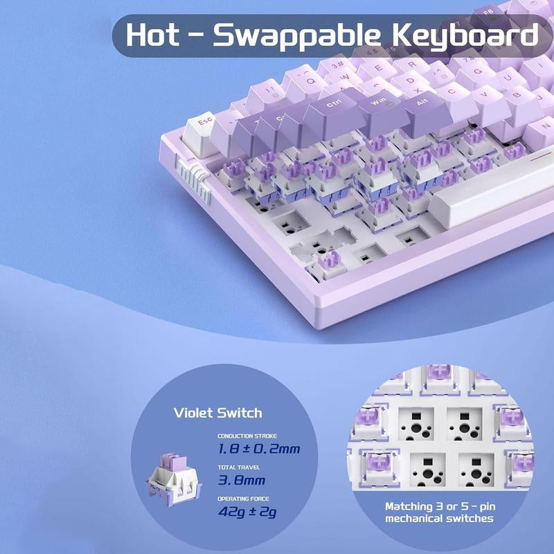 Magegee SKY81 75% Mechanical Gaming Keyboard, Gasket Hot Swappable Wired Custom Keyboard with 5-Layer Sound Dampening, RGB Backlit Keyboard for Win MAC